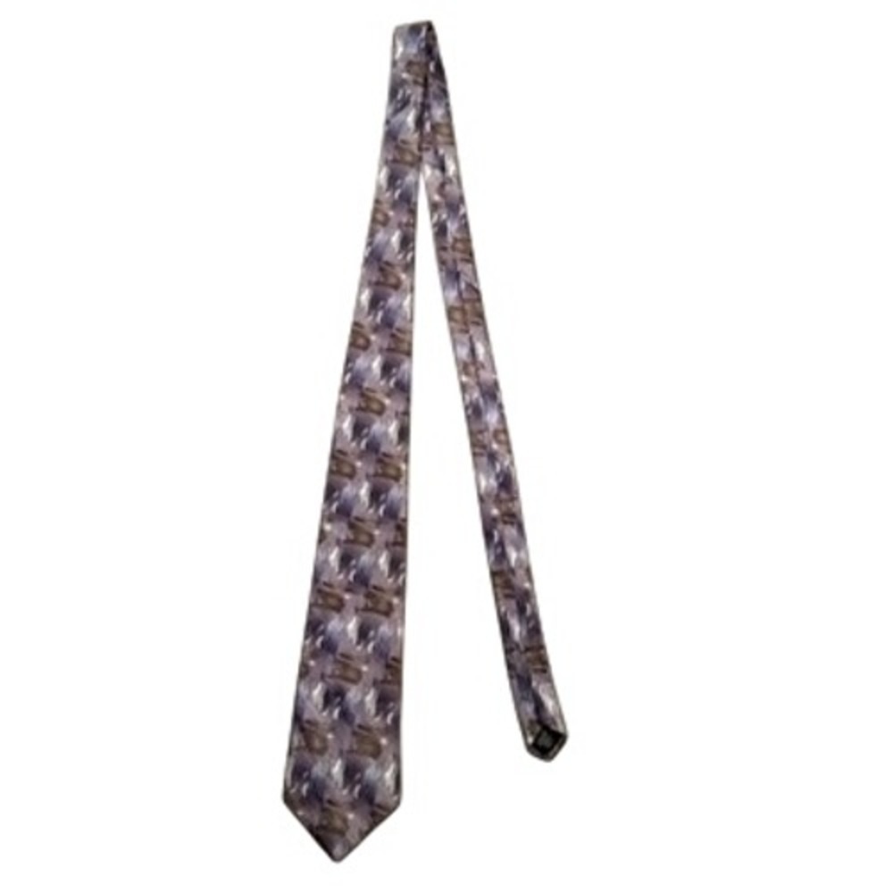 Murano Abstract Silk Necktie Extra Long Mens Purple Blue Brushstroke Pattern